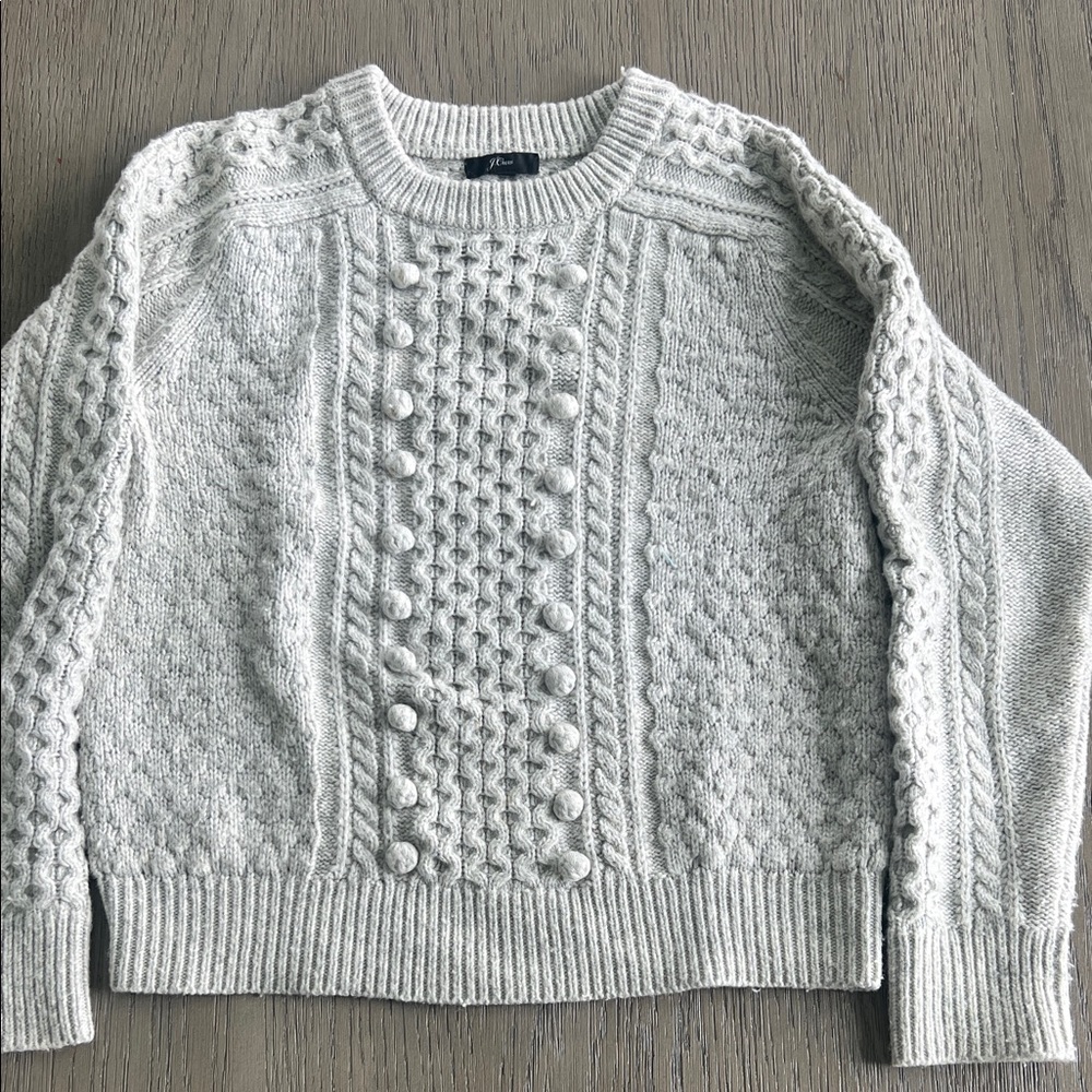 J. Crew Cable Knit Gray Sweater